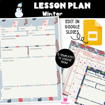 Preview of Editable Winter 1 Lesson Plan Template | Google Slides