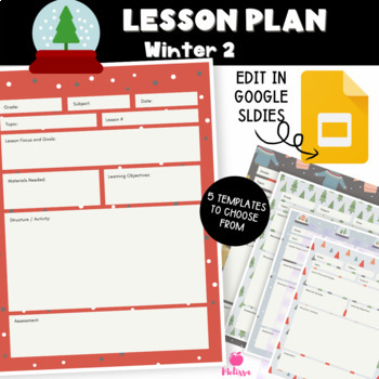 Preview of Editable Winter 2 Lesson Plan Template | Google Slides