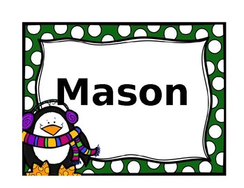 Editable Winter Name Tags by Remarkable Reading Resources TPT