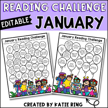 Preview of Editable Winter Reading Challenge - January Book Log