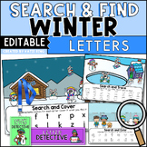 Editable Winter Search and Find Alphabet Practice Centers 