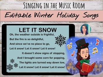 Preview of Editable Winter Sing Along: Christmas, Hanukkah, Diwali, & Secular Song Lyrics