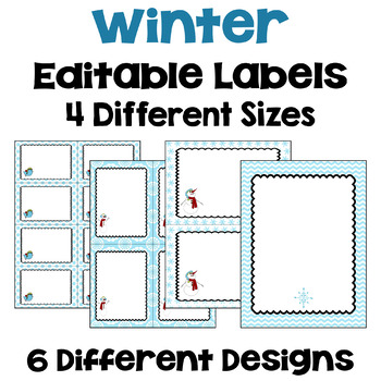 Preview of Editable Winter and Snowman Labels