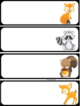 editable woodland animal name tags by oh miss jill tpt