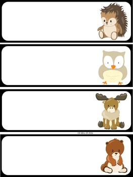 editable woodland animal name tags by oh miss jill tpt