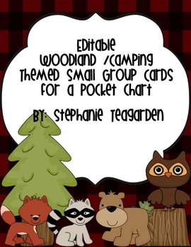 Preview of Editable Woodland/Camping Theme Workstation Group Cards