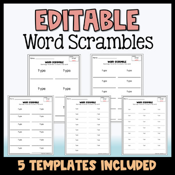 Preview of Editable Word Scramble