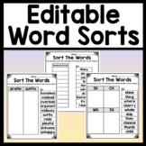 Editable Spelling Worksheets & Activities with Word Sorts 