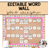 Editable Word Wall | Boho Rainbow Classroom Decor