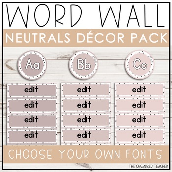 Preview of Editable Word Wall Display | Speckled Boho Neutrals Classroom Decor