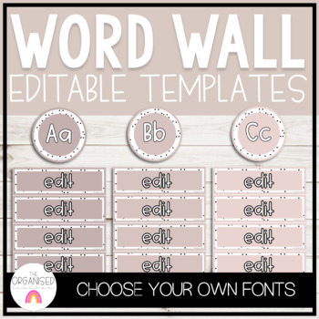 Preview of Editable Word Wall Display | Spotty Neutrals Classroom Decor