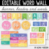 Editable Word Wall Letters Watercolor Classroom Decor