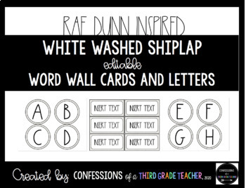 Preview of Editable Word Wall Letters and Cards - Rae Dunn Inspired