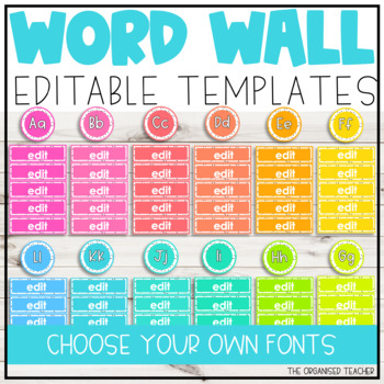 Preview of Editable Word Wall | Spotty Rainbow Classroom Decor