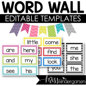 Editable Word Wall Templates By Miss Kindergarten Love Tpt
