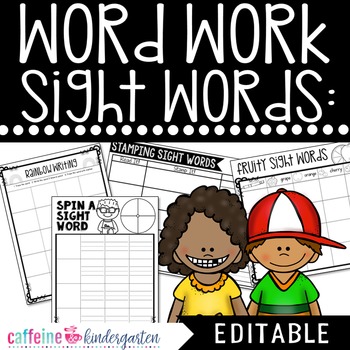 Preview of Sight Words Worksheets - Editable Word Work Practice