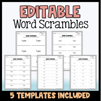 Preview of Editable Word Scramble