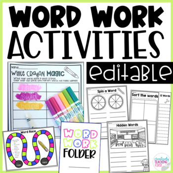 Preview of Editable Word Work Activities