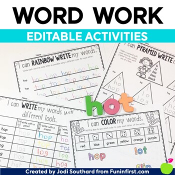 Preview of 1st Grade Word Work | Editable Sight Word Activities & Spelling Word Games