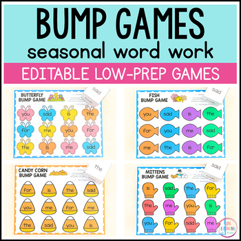 Editable Pencil Bump Game for Word Work Printable