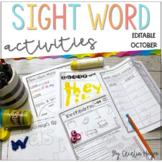 Editable Word Work for October Sight Word Centers