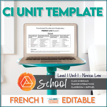 Preview of Editable World Language Unit Template & Lesson Guide | SCHOOL Unit French 1