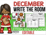 Editable Write The Room Letters and Sounds - December