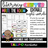Editable Write the Room Sight Words | November and Thanksgiving