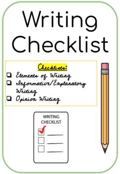 Preview of Editable Writers Checklist Informative/Opinion Writing/Teacher Writing Checklist