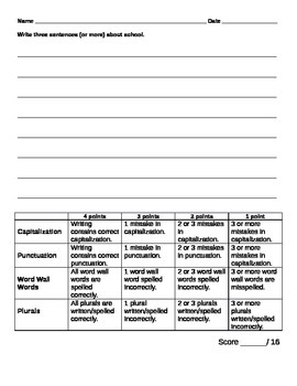 Preview of Editable Writing Assessment with Rubric