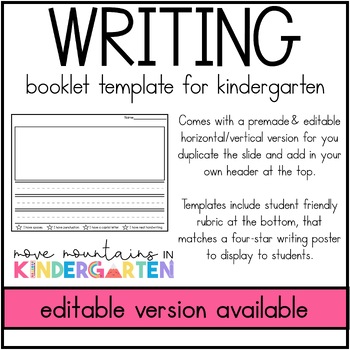 Preview of Editable Writing Book for Kindergarten