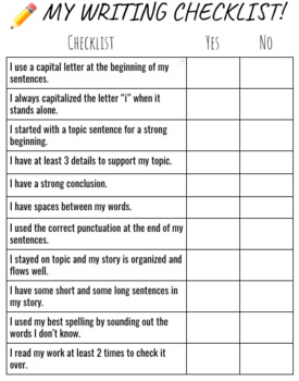 essay writing checklist pdf
