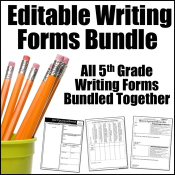 Preview of Editable Writing Forms 5th Grade Bundle - 5th Grade Writing Curriculum