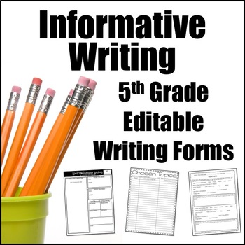 Preview of Editable Writing Forms {Informative & Expository Writing - Unit 5 - 5th Grade}