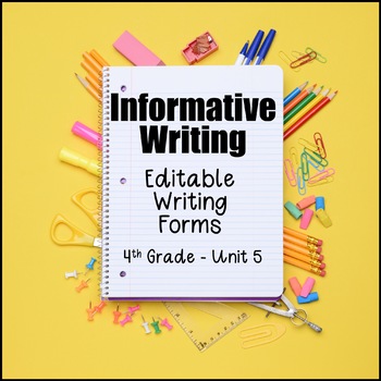 Preview of Editable Writing Forms {Informative Writing - Unit 5 - 4th Grade}