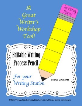 Preview of Editable Writing Process Pencil; A Writer's Workshop Management Tool