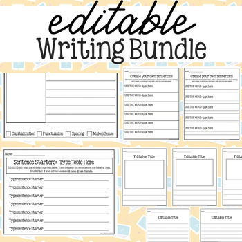 Preview of EDITABLE Writing Templates