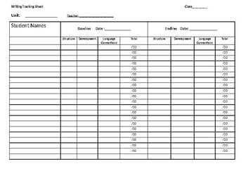 Preview of Editable Writing Workshop Tracking Sheet
