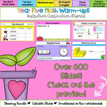 Preview of Editable Year 5 Warm Ups | Australian Curriculum |