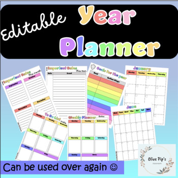 Preview of Editable Year Calendar