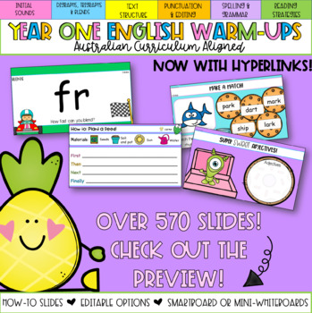 Preview of Editable Year One English Warm-ups | Australian Curriculum Friendly |