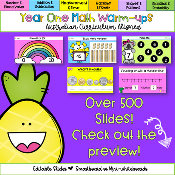 Preview of Editable Year One Math Warm-ups | Australian Curriculum | Daily Review