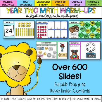 Preview of Editable Year Two Math Warm-ups | Australian Curriculum | Daily Review