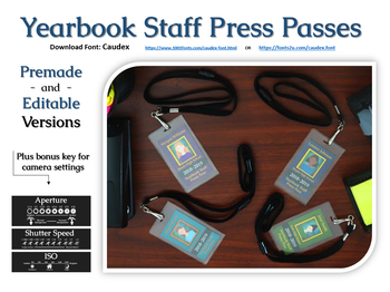 Preview of Editable Yearbook Staff Press Pass Template