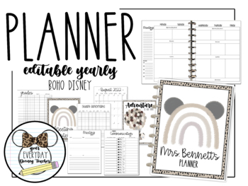 Preview of Editable Yearly Planner Digital and Printable