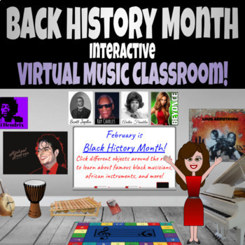 Preview of Editable and Digital Black History Month Virtual Music Classroom