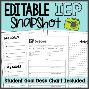 Preview of Editable and Fillable IEP Snapshot & Student Desk Goal Charts | IEP at-a-Glance