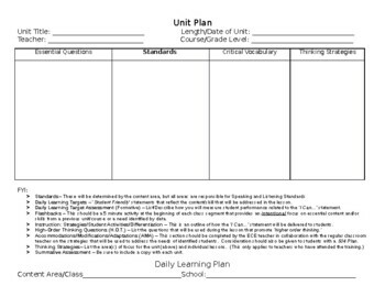 Preview of Unit plan and Daily Learning Plan(Editable and fillable resource)