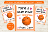 Editable and Printable Basketball Valentine's Day Cards - 