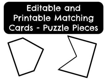 Preview of Editable and Printable Matching Cards - Puzzle Pieces